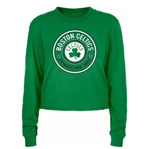New Era Green Apparel Women's Boston Celtics Cropped Long Sleeve T-Shirt